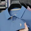 Camisa Polo de Manga Corta con Cuello de Algodón Mercerizado Opcional Multicolor para Hombre, Camisa Polo Bordada Exquisita de Gama Alta para Hombre