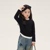 Camiseta de primavera estilo Western para niñas 2024 nueva camiseta casual de fondo para niños estilo coreano color liso manga larga camiseta de manga larga para bebé