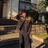 Chaqueta de mezclilla estilo granero de otoño para hombre, patchwork de gamuza con costuras de contraste, abrigo de mezclilla de color original, chaqueta versátil de hombro recto