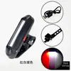 Luz trasera de bicicleta recargable por USB más vendida transfronteriza, cambio de color rojo y azul, luz de advertencia COB intermitente, luz trasera de freno de liberación rápida