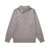 Suéter de punto con cuello tipo polo para hombre Otoño Invierno Versátil Color Sólido Cuatro Botones Holgado Manga Larga Jersey Top Casual