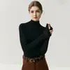 ¡Tejido genuino de calibre 18 con etiqueta! Suéter de lana de hilo Yangzi finamente hilado, suéter fino de cuello alto ajustado para mujer, capa base versátil