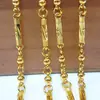 JL042 collar de cuentas hexagonales sólidas largas de 4 mm para hombre chapado en oro latón oro tibetano oro vietnamita de gran venta imitación oro