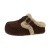 Chinelo Feminino 2026 Novo Inverno Pelúcia Estilo Birkenstock Solado Grosso Salto Escondido Bico Fechado