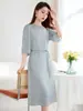 Vestido de Seda de Morera de Peso Pesado para Mujer, Nuevo Estilo Verano 2026, Cuello Redondo, Elegante y Moderno Vestido de Seda de Morera de Longitud Media