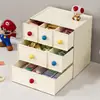 Caja de almacenamiento de escritorio tipo cajón color crema dopamina dormitorio estudiantil cosméticos gran capacidad papelería artículos varios caja organizadora