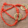 Pulsera de Cuerda Roja del Festival del Bote del Dragón Cuerda Lisa Moneda Antigua de Cobre Pequeña Pulsera de Cuerda Roja para Hombre y Mujer Moneda de Cobre Real Dinero de los Cinco Emperadores Suerte