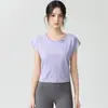 Saída de Praia Yoga com Gola Redonda e Franzido Lateral para Mulheres, Estilo Curto Solto e Respirável, Top Esportivo sem Mangas para Pilates, Fitness e Corrida