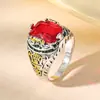 Novo Anel Popular de Luxo Huajie com Incrustação de Jade, Anel Personalizado Retro Dominador, Joia para Festa de Banquete