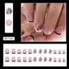 Manicura francesa elegante y corta con pétalos, estilo europeo y americano, para chicas calientes, uñas postizas, piezas de belleza terminadas al por mayor