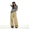 Calça Cargo Laranja Infantil Lisa Simples Casual de Perna Larga para Mulheres, Caimento Solto, Emagrecimento, Valoriza a Silhueta, Estilosa, Versátil, Calça Longa.