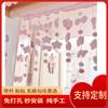 Cortina de Puerta Simple tipo Bola Antimosquitos estilo Japonés Corazón de Niña Cortina de Puerta de Dormitorio Cortina de Puerta de Tela Media Cortina Sin Perforaciones Cocina Cortina Decorativa