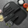 Juego de Cuchillos de Cocina de Acero Inoxidable, Cuchillo para Frutas, Suplemento Alimenticio, Cuchillo de Cocina para el Hogar y Tabla de Cortar, Juego Completo de Cuchillos Dos en Uno