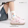 Tênis de Treino Alemão com Fita Mágica Pull-Back para Mulheres, Sapatos Casuais Planos Macios e Fofos, Tênis Slip-On Estilo College com Color-Blocking Feminino