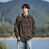 Outono 2026 Nova Marca Tendência Camisa de Veludo Tie-dye Masculina Solta Ombro Caído Retro Manga Longa Jaqueta Camisa Tendência