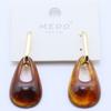 Pendientes Acrílicos Retro Europeos y Americanos, Pendientes Estilo Mid-Century Color Oro Real Conservante, Pendientes de Gota de Agua Transparentes con Tinta Color Café