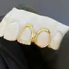 Brackets Europeos y Americanos Transfronterizos Hip Hop Explosiones Adornos para Dientes Zirconia Microincrustada Brackets teethgrillz Hip Hop Chapado en Oro Doble Diente