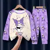 Pijama Infantil Meninas Primavera e Outono Fofo Fino Conjuntos Crianças Bebês Meninas Crianças Médias e Grandes Roupas para Casa Ar Condicionado Atacado