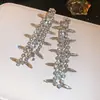 La Noble Hija de Monet~Aretes de Borla de Lágrima de Diamante Tachonados con Aguja de Plata, Aretes de Estilo Socialité de Alta Gama, Accesorios de Oreja de Lujo Estilo Lujo Ligero