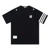 Camiseta de Manga Corta con Bordado de Letras Rayadas Estilo Retro Americano para Hombres y Mujeres, Tops Sueltos de Marca Nuevos de Moda para Parejas de Verano