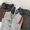 Suéter de punto de cuello alto gris para mujer, abrigo de otoño e invierno 2024, nuevo cárdigan de punto suelto de estilo coreano para mujeres pequeñas