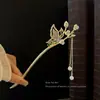 Pasador de Flor de Mariposa con un Toque de Alta Gama, Accesorio para el Cabello con Borla de Perlas, Nuevo Pasador Fresco Estilo Chino, Pasador de Estilo Antiguo