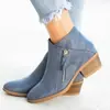 Botines transfronterizos europeos y americanos otoño 2026 gamuza talla grande cremallera lateral tacón grueso, botines cortos de moda para mujer otoño e invierno, botines apilados
