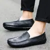 Sapatos Doug Masculinos Plus Size para Quatro Estações Couro Genuíno Preto Britânico Sapatos Casuais de Primavera e Verão Moda Sapatos Quentes Preguiçosos