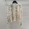 Suéter de Punto Ligero Transparente con Bordado de Mariposa Tridimensional de Lentejuelas Cd de Alta Calidad para Mujer en Otoño