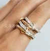 Venta Exclusiva Transfronteriza de Anillos de Acero Inoxidable Entrelazados con Circonia, Incrustación Completa de Diamantes, Diseño Bicolor Multielemento, Nuevo Artículo Caliente Transfronterizo