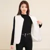 Outono e Inverno 2025 Novo Colete Quente de Cor Pura Moda para o Dia a Dia Cardigan com Enchimento de Seda Colete sem Mangas Top para Mulheres