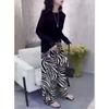 88533 Daaimaiyiyuan Nuevo Top de Manga Larga con Protección Solar de Verano 2025 + Pantalones Anchos con Estampado de Cebra Tendencia de Moda para Mujer