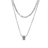 Joyería Transfronteriza Acero de Titanio Baño Cadena de Collar Cintura Pequeña Cadena de Collar Apilada Doble Capa de Moda para Mujer Accesorios para Sudadera de Lujo Ligero