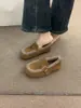 Mocasines retro estilo bosque con acabado mate y forro de polar, zapatos cálidos slip-on otoño/invierno 2025, zapatos de algodón Birkenstock estilo abuela con suela suave