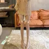 Ribete de Encaje, Estilo Hermana Real, Lazo Sexy Color Piel Pura Pasión, Medias Transparentes, Calcetines Versátiles de Rodilla para Primavera y Verano