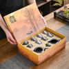 Juego de Té Glaseado de Diez Piezas del Horno Junyao para Uso Doméstico, Caja de Regalo de Tetera de Cerámica, Regalo de Empresa con Esmalte de Horno