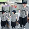 Conjunto de Camisa Floral sin Mangas de Verano para Niños Estilo Coreano Conjunto Elegante Fresco Casual de Dos Piezas para Niños Ropa Moderna para Niños