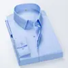 Camisa de Manga Larga para Hombre Primavera y Otoño 2025 Ropa de Negocios para Edad Media Color Sólido Casual de Negocios Ropa de Trabajo Camisa