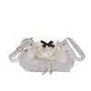 Bolso de hombro de encaje dulce de lunares estilo coreano, bolso cruzado lindo con lazo, bolso de hombro con solapa y cordón