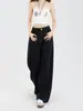 Jeans de Trabajo de Pierna Ancha Negros para Mujer 2026 Nuevo Estilo Primavera/Otoño Petite Adelgazantes de Gama Alta Pantalones Rectos de Pierna Larga hasta el Suelo