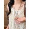 El Solsticio de Verano Aún No Ha Llegado_Collar Tejido Bohemio para Mujer, Colgante Largo Estilo Vacacional, Accesorio Versátil para el Día a Día con Cordón