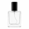 Frasco de perfume de vidro transparente de 50ml, frasco de perfume de fundo grosso com tampa de rosca de 15mm, frasco de embalagem de fragrância pode ser equipado com uma tampa spray