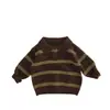 Suéter infantil Tiny Queen con tema de bosque, suéter de punto a rayas marrones para niños y niñas, prenda de punto para bebé, estilo coreano