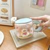 Taza de cerámica creativa con dibujos animados y tapa para el hogar, la oficina, la pareja, regalo, color de alta calidad, regalo, estilo Ins