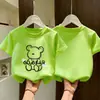 Camiseta de Algodão Puro de Manga Curta para Meninas, Estampada, Gola Redonda, Solta, Amiga da Pele, Camada Base Respirável para Meninas Pequenas