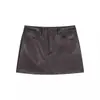 2026 Falda Corta de Cuero PU Retro para Mujer Verano Anti-Exposición Pantalones Cortos Negros Falda de Cintura Alta Diseño de Nicho