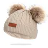 Conjunto de Sombrero de Bola de Pelo y Bufanda de Otoño e Invierno Nuevo para Niños Transfronterizo Conjunto de Dos Piezas de Sombrero de Punto Doble Capa Espesorado y Bufanda para Bebé