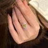 Anillo Óvalo Iris de Zircón Electrochapado en Oro Real Anillo de Dedo Francés Fino de Lujo Ligero Joyería Elegante de Moda de Alta Gama