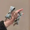 Nuevo Estilo Coreano Lazo de Mezclilla Azul Transparente Gris Pasador Pinza de Tiburón Accesorios para el Cabello para Mujeres en la Parte Posterior de la Cabeza