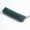 Estojo de Lápis com Zíper de Couro Simples Transfronteiriço Capa Protetora para Caneta Masculina Mini Compacto Portátil Bolsa de Papelaria Armazenamento para Estudante Feminina